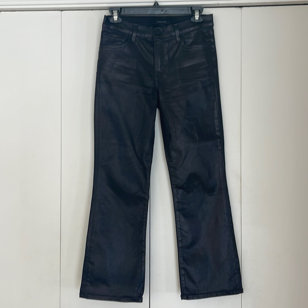 The 1 the only, Leather Lookalike black boot cut crop jeans